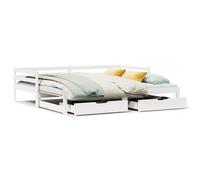 vidaXL Daybed with Drawers Sofa Bed Guest Bed White 90x200 cm Solid Wood Pine
