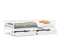vidaXL Daybed with Drawers Sofa Bed Guest Bed White 90x200 cm Solid Wood Pine