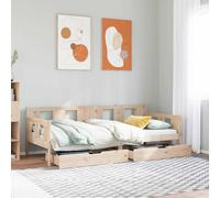 vidaXL Daybed With Drawers Without Mattress 80X200 cm Solid Wood, Brown