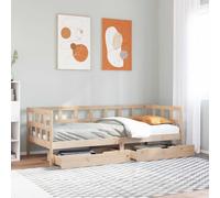 vidaXL Daybed with Drawers without Mattress 90x190 cm Single Solid Wood