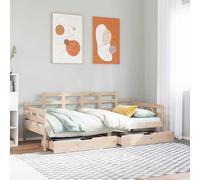vidaXL Daybed with Drawers without Mattress 90x190 cm Single Solid Wood