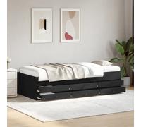 vidaXL Daybed with Drawers without Mattress Black 100x200 cm