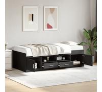 Daybed with Drawers Black 90x190 cm Engineered Wood Compact Guest Sofa Storage