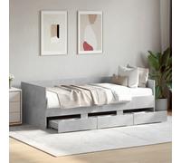 vidaXL Daybed with Drawers without Mattress Concrete Grey 90x190 cm Single