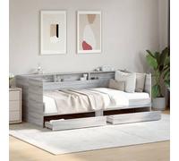 vidaXL Daybed With Drawers Without Mattress Grey Sonoma 75X190 cm Small Single, Grey