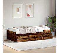 vidaXL Daybed with Drawers without Mattress Smoked Oak 100x200 cm