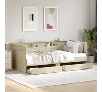 Daybed with Trundle Drawers Sonoma Oak Engineered Wood 100x200 cm Guest Sofa Bed