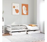 vidaXL Daybed with Drawers Sofa Bed Guest Bed White 90x200 cm Solid Wood Pine