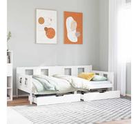 vidaXL Daybed with Drawers without Mattress White 90x200 cm Solid Wood