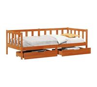 vidaXL Daybed with Headboard 3 pcs Wax Brown Solid Pine Wood, Modern Daybed, Rectangular, Durable Storage Bed, Versatile Compact Sleeping Solution, Solid Pine Furniture for Indoor Use