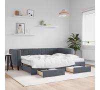 vidaXL Daybed with Trundle and Drawers Dark Grey 90x190 cm Velvet