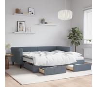 vidaXL Daybed with Trundle and Drawers Dark Grey 90x190 cm Velvet