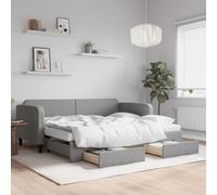 vidaXL Daybed with Trundle and Drawers Light Grey 90x190 cm Fabric
