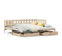vidaXL Daybed with Trundle and Drawers Sofa Bed 80x200 cm Solid Wood Pine