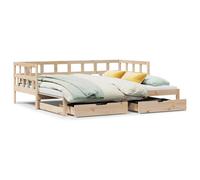 vidaXL Daybed with Trundle and Drawers Sofa Bed 80x200 cm Solid Wood Pine
