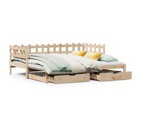 vidaXL Daybed with Trundle and Drawers Sofa Bed 90x190 cm Solid Wood Pine