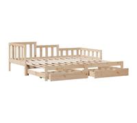 vidaXL Daybed with Trundle and Drawers Sofa Bed 90x200 cm Solid Wood Pine