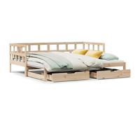 vidaXL Daybed with Trundle and Drawers Sofa Bed 90x200 cm Solid Wood Pine