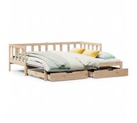 vidaXL Daybed with Trundle and Drawers Sofa Bed 90x200 cm Solid Wood Pine