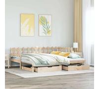 vidaXL Daybed with Trundle and Drawers Sofa Bed 80x200 cm Solid Wood Pine
