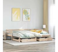 vidaXL Daybed with Trundle and Drawers Sofa Bed 90x190 cm Solid Wood Pine