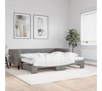 vidaXL Daybed with Trundle and Mattresses Dark Grey 90x190 cm Fabric