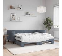 vidaXL Daybed with Trundle and Mattresses Dark Grey 90x190 cm Velvet