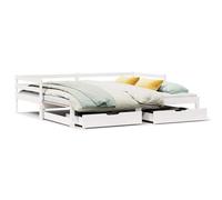 vidaXL Daybed with Trundle & Drawers Sofa Bed White 80x200 cm Solid Wood Pine