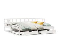 vidaXL Daybed with Trundle & Drawers Sofa Bed White 80x200 cm Solid Wood Pine