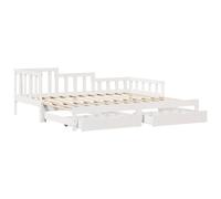 vidaXL Daybed with Trundle & Drawers Sofa Bed White 90x200 cm Solid Wood Pine