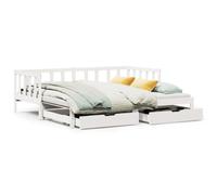 vidaXL Daybed with Trundle & Drawers Sofa Bed White 90x200 cm Solid Wood Pine