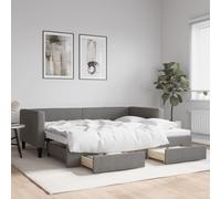 vidaXL Daybed with Trundle&Drawers without Mattress Dark Grey 90x190 cm Single
