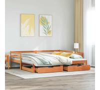 Daybed with Trundle and Drawers Wax Brown 80x200 cm Solid Wood Pine vidaXL