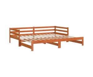 vidaXL Daybed with Trundle Sofa Bed Couch Wax Brown 80x200 cm Solid Wood Pine