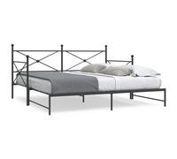 Daybed with Trundle Steel Black 100 x 200 cm Guest Bed Frame Durable Storage Box