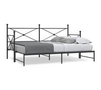 vidaXL Daybed with Trundle without Mattress Black 90x190 cm Steel
