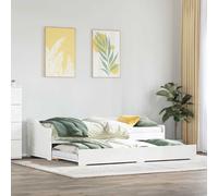vidaXL Daybed with Trundle without Mattress IRUN White 90x200 cm