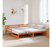 vidaXL Daybed with Trundle without Mattress Wax Brown 90x190 cm Single Solid Wood