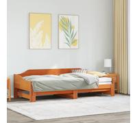 vidaXL Daybed with Trundle without Mattress Wax Brown 90x200 cm Solid Wood