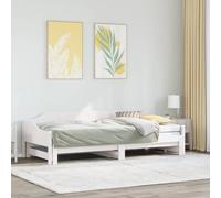 vidaXL Daybed with Trundle without Mattress White 90x190 cm Single Solid Wood