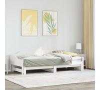 vidaXL Daybed with Trundle without Mattress White 90x200 cm Solid Wood
