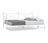 vidaXL Daybed with Trundle without Mattress White 90x200 cm Steel