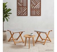 VidaXL Deck Chair 2 Pcs Solid Eucalyptus Wood Cream