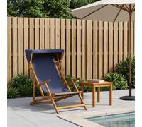 VidaXL Deck Chair 3 Position Solid Eucalyptus Wood Blue