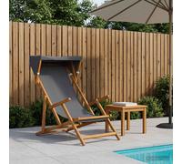 VidaXL Deck Chair 3 Position Solid Eucalyptus Wood Grey