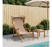 VidaXL Deck Chair 3 Position Solid Eucalyptus Wood Taupe