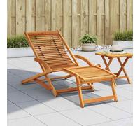Deck Chair with Footrest Acacia Wood Outdoor Garden Recliner Sunlounger vidaXL