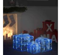 vidaXL Decorative Acrylic Christmas Gift Boxes 3 pcs Cold White UK HOT
