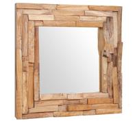 vidaXL Teak Decorative Mirror 60x60cm Square Bathroom Wall Makeup Glass Decor