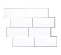 vidaXL Decorative Stickers 20 Pieces White Grey 29.4 x 21.4 x 0.8 cm, Kitchen, Rectangular, Modern, Glossy Finish, Style with Functionality in Your Cooking Area